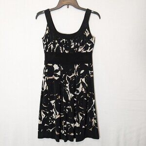 Women's DONNA RICCO NY, Black/White Sleeveless Pleated Tank Dress; Size 4